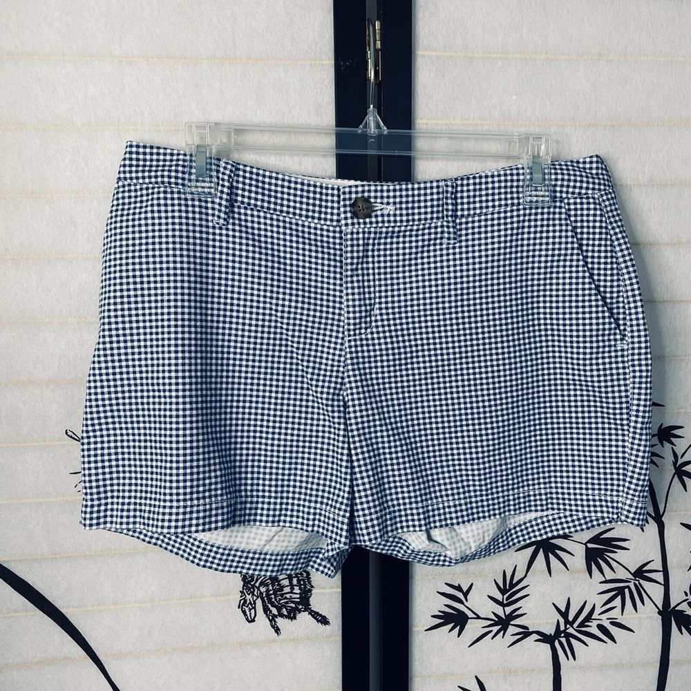 Navy Blue and White Gingham Women's Shorts Size 10 Cute!
